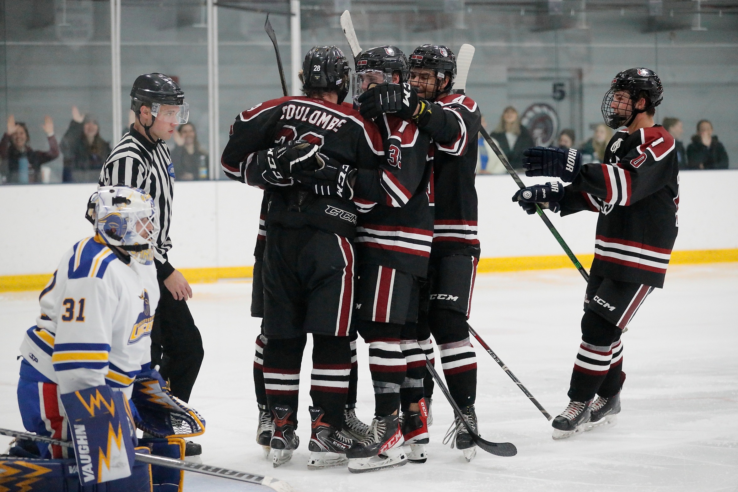 Men's Ice Hockey Topples Lancers In 5-3 Comeback Win